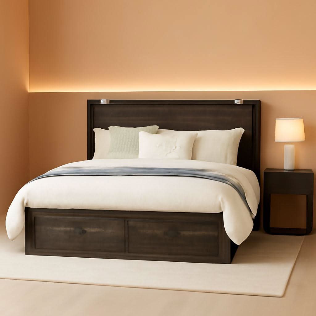 Queen Murphy Bed With Black Oak Finish And Storage