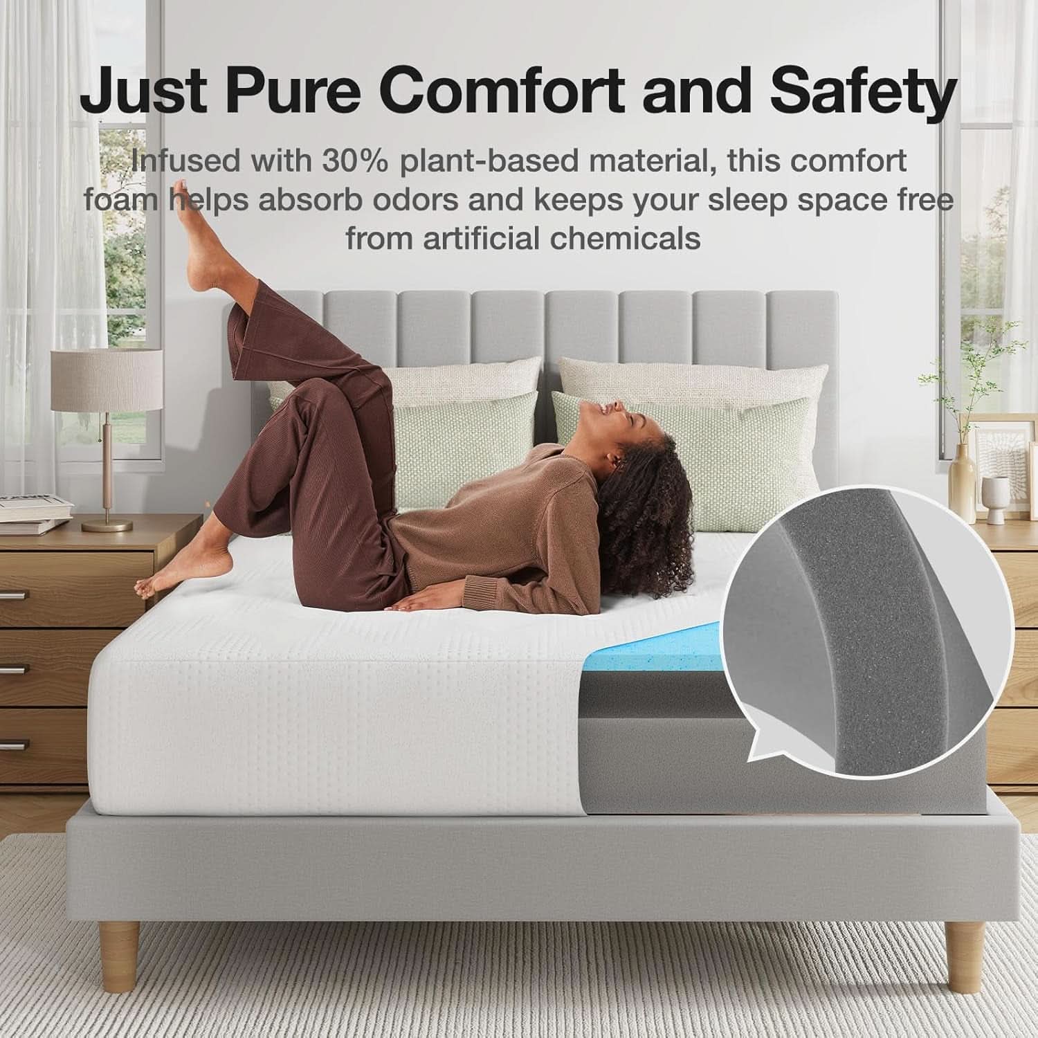 Queen Nano Gel Memory Foam Mattress Cooling Technology