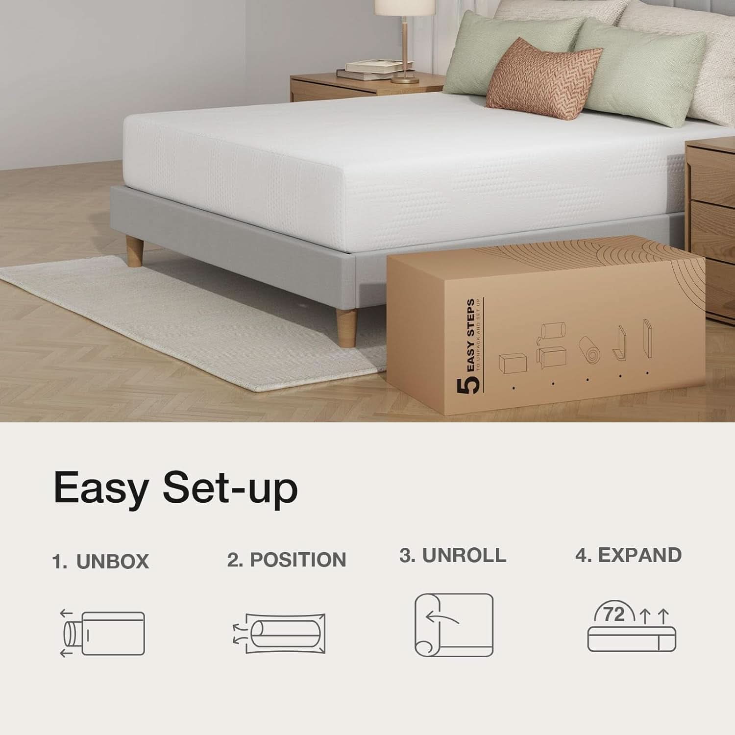Queen Nano Gel Memory Foam Mattress Cooling Technology