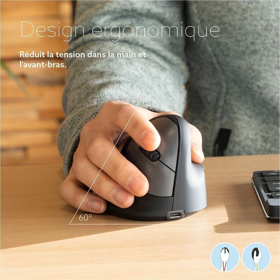R-Go HE Ergonomic Mouse, Large, Right, Wireless RGOHELAWL
