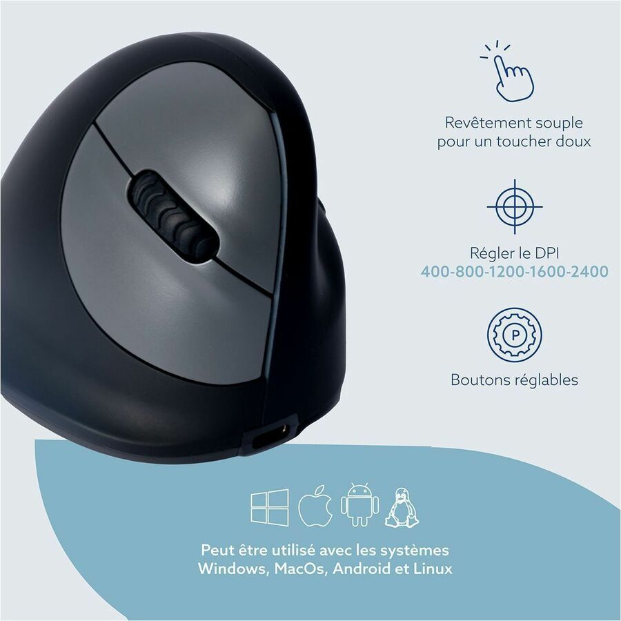 R-Go HE Ergonomic Mouse, Large, Right, Wireless RGOHELAWL