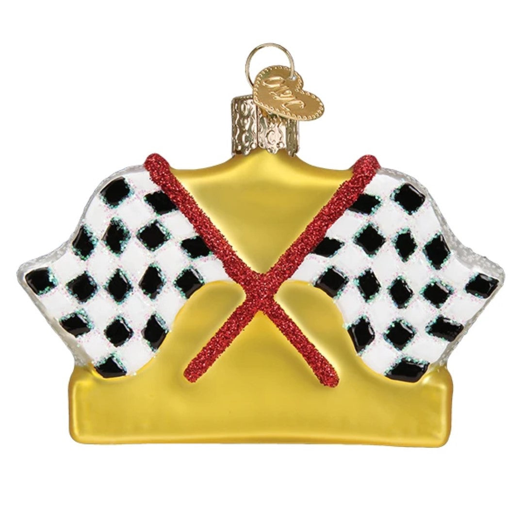 Racing Flags Glass Ornament