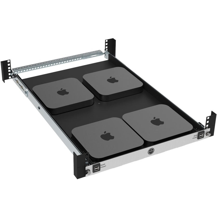 Rack Solutions 1U Mini Rack Access Tool-Less Shelf for Four Apple Mac Mini with USB 112-5541