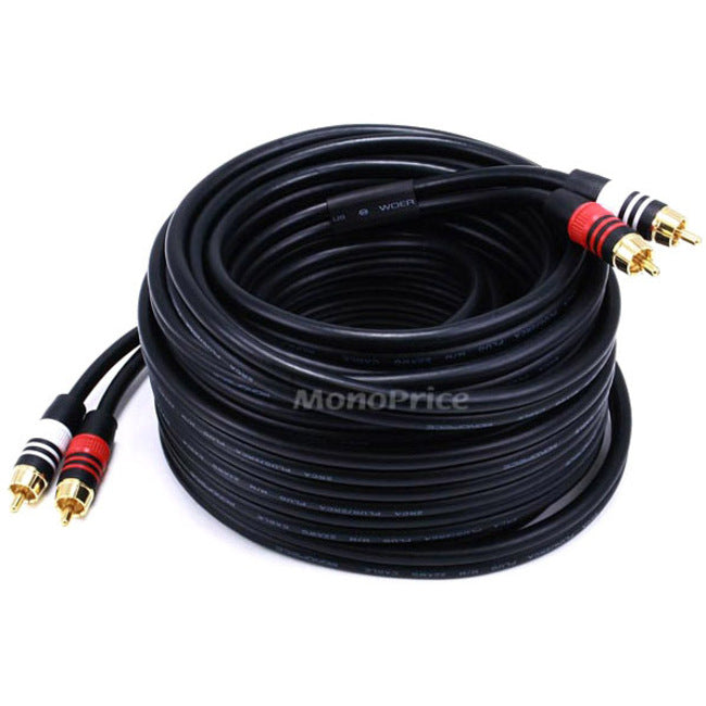 Rca Plug/2 Rca Plug M/M Cable- Black35Ft