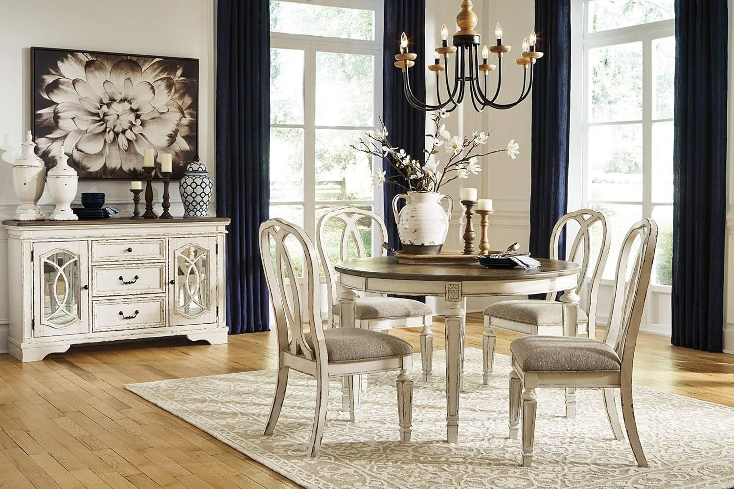 Realyn French Ribbon Back Dining Chairs Chipped White