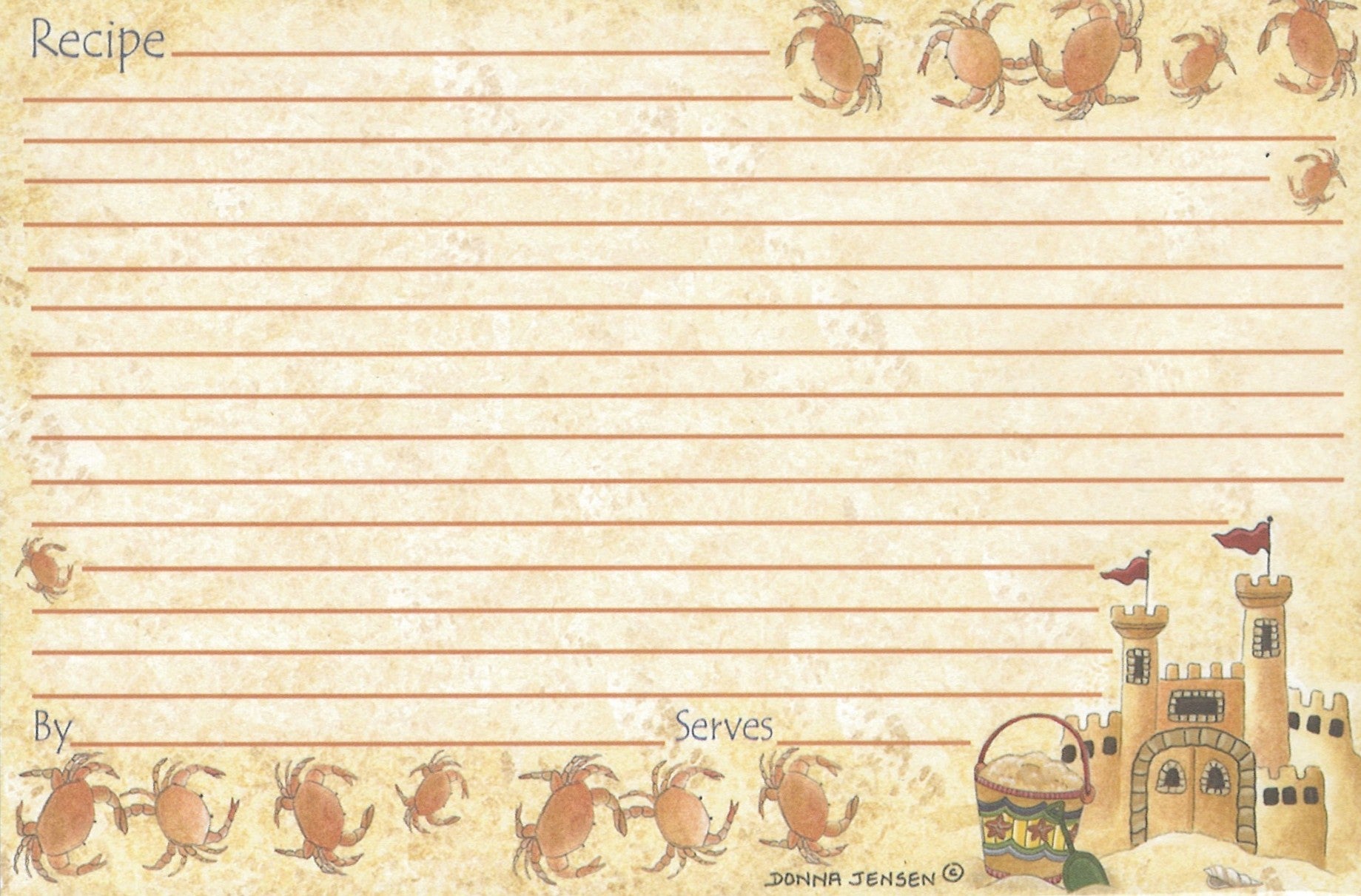 Recipe Cards - 4x6 - Sand Castle Dreams