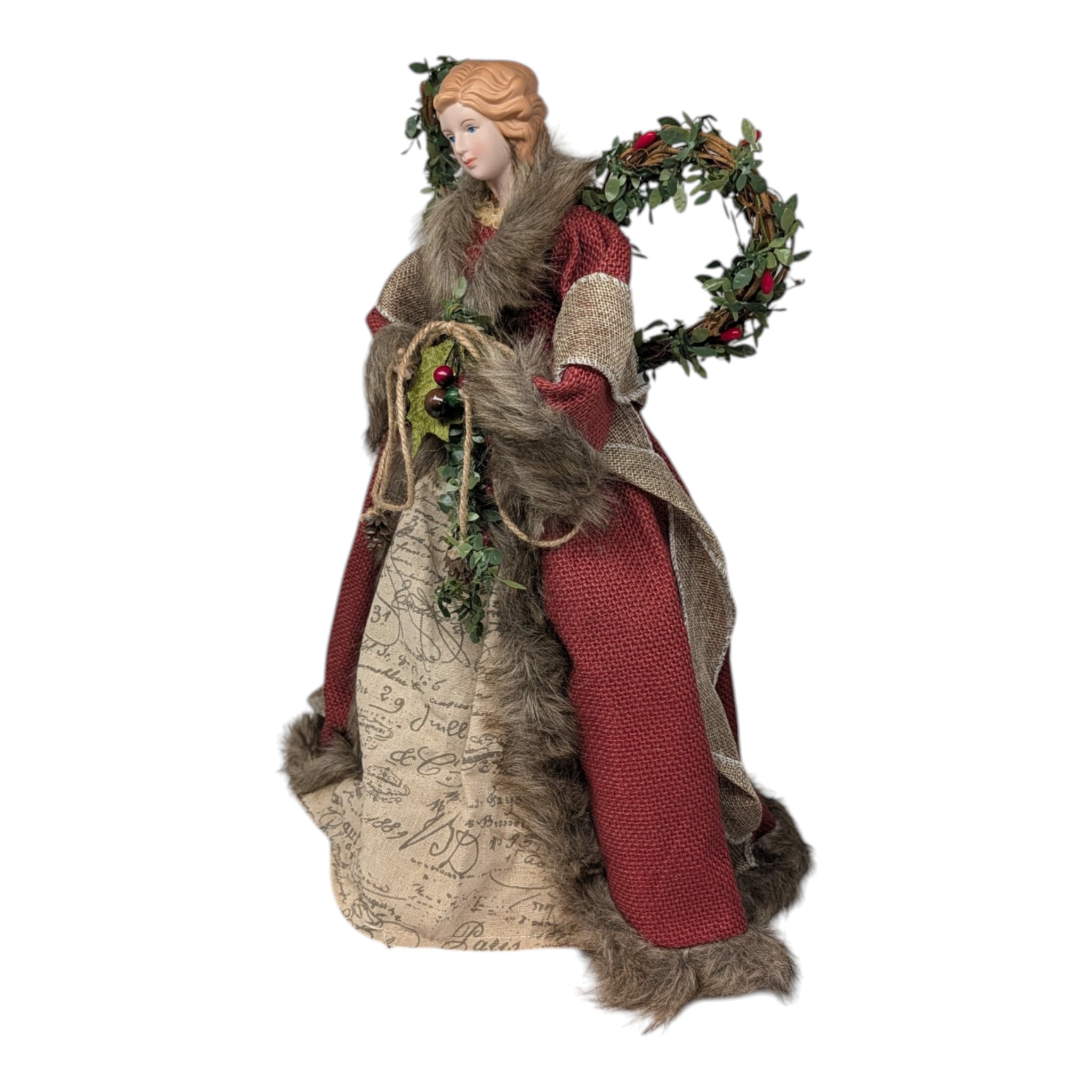Red Homespun Angel Tree Topper
