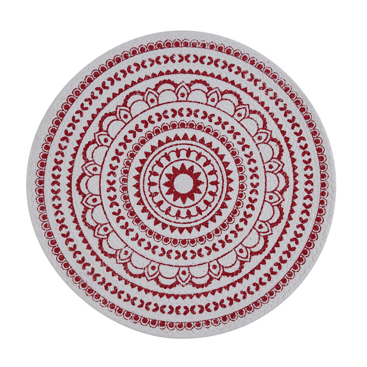 Red Medallion Round Printed Place Mat