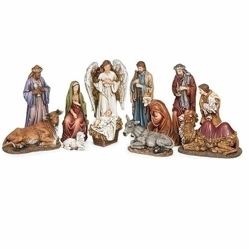 Red and White 7 Inch Christmas Nativity - 12 Piece Set