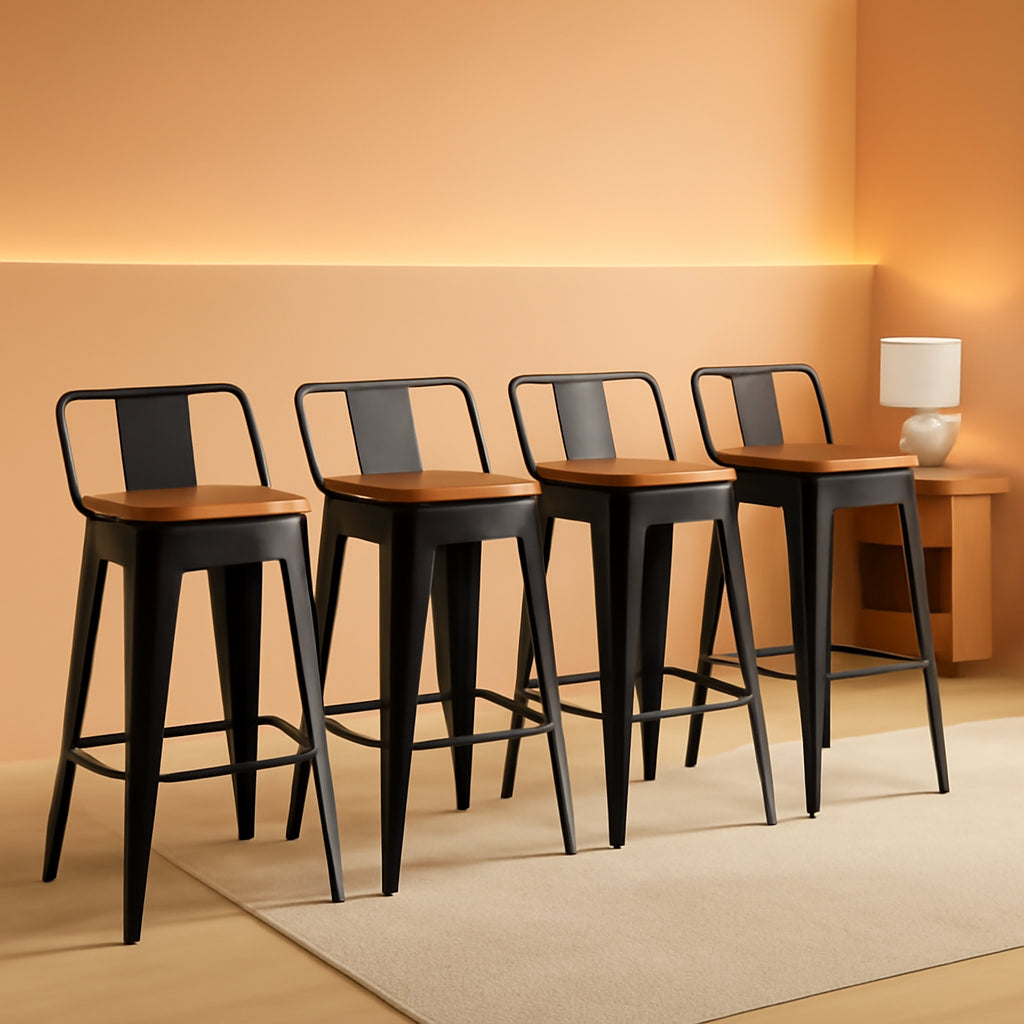 Removable Back Bar Stools 24 Inch Height Set Of Four