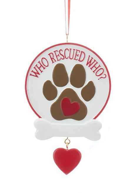 Rescue Dog Sign Ornament - Who Rescued Who