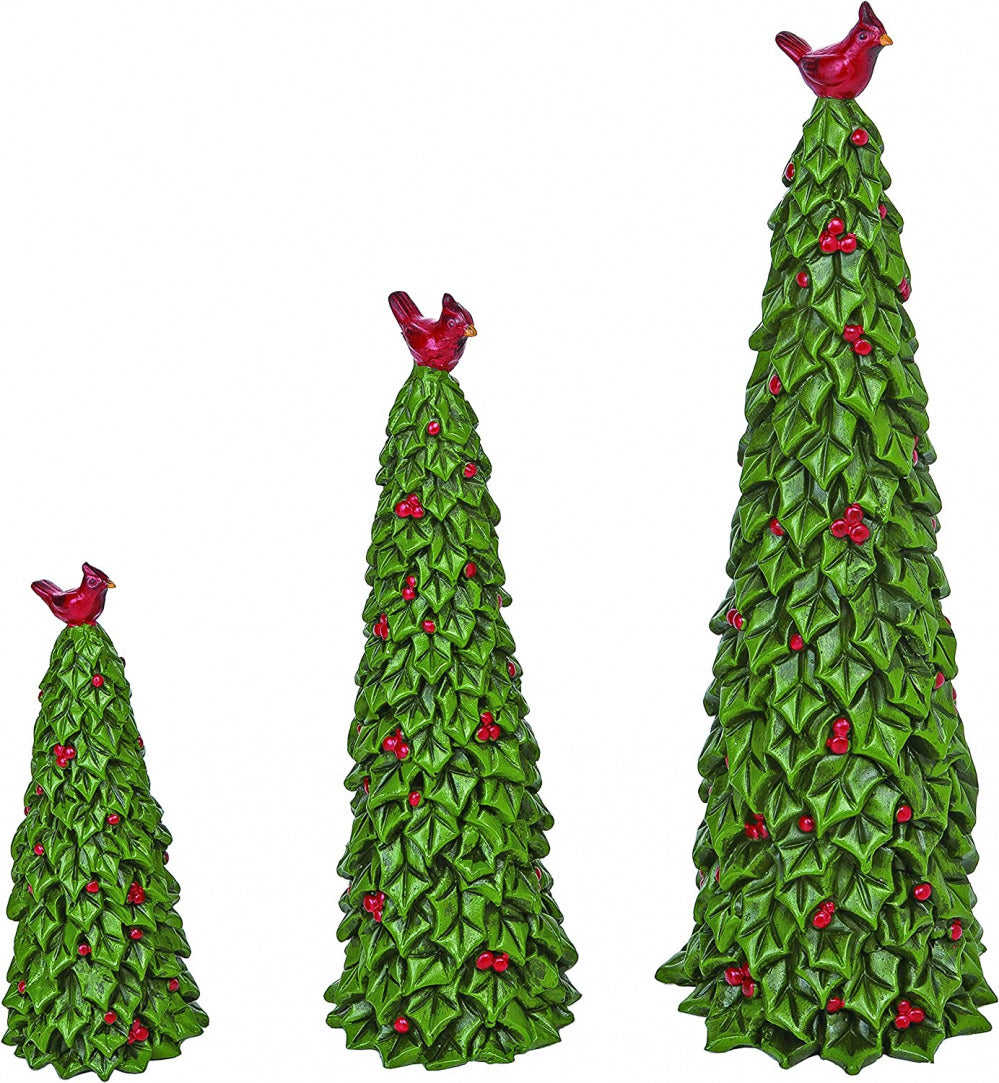 Resin Cardinal Decor Tree Set of 3