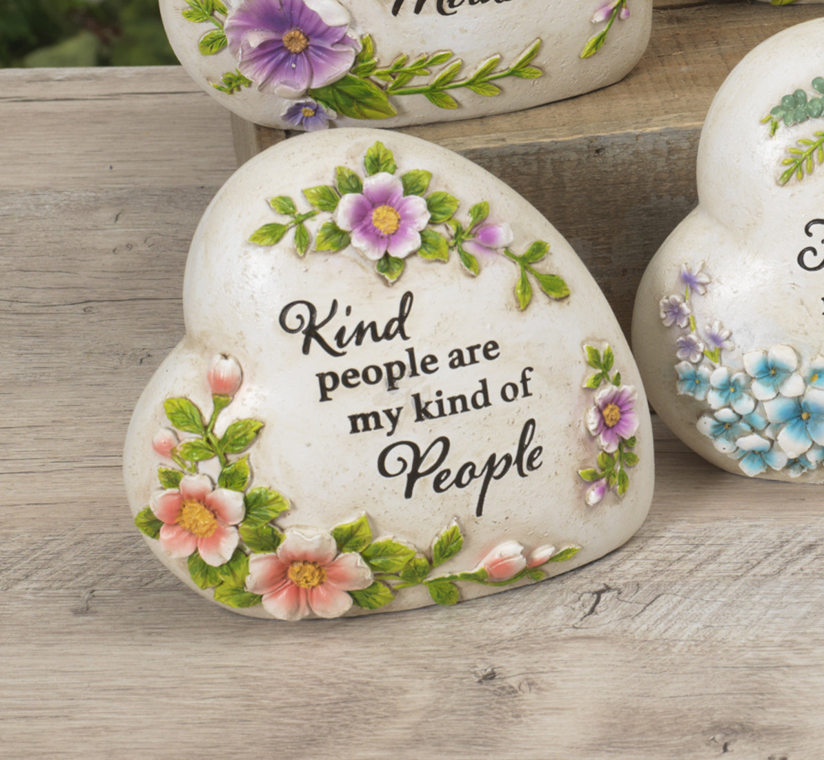 Resin Inspirational Heart Stone - Kind people are my kind of People