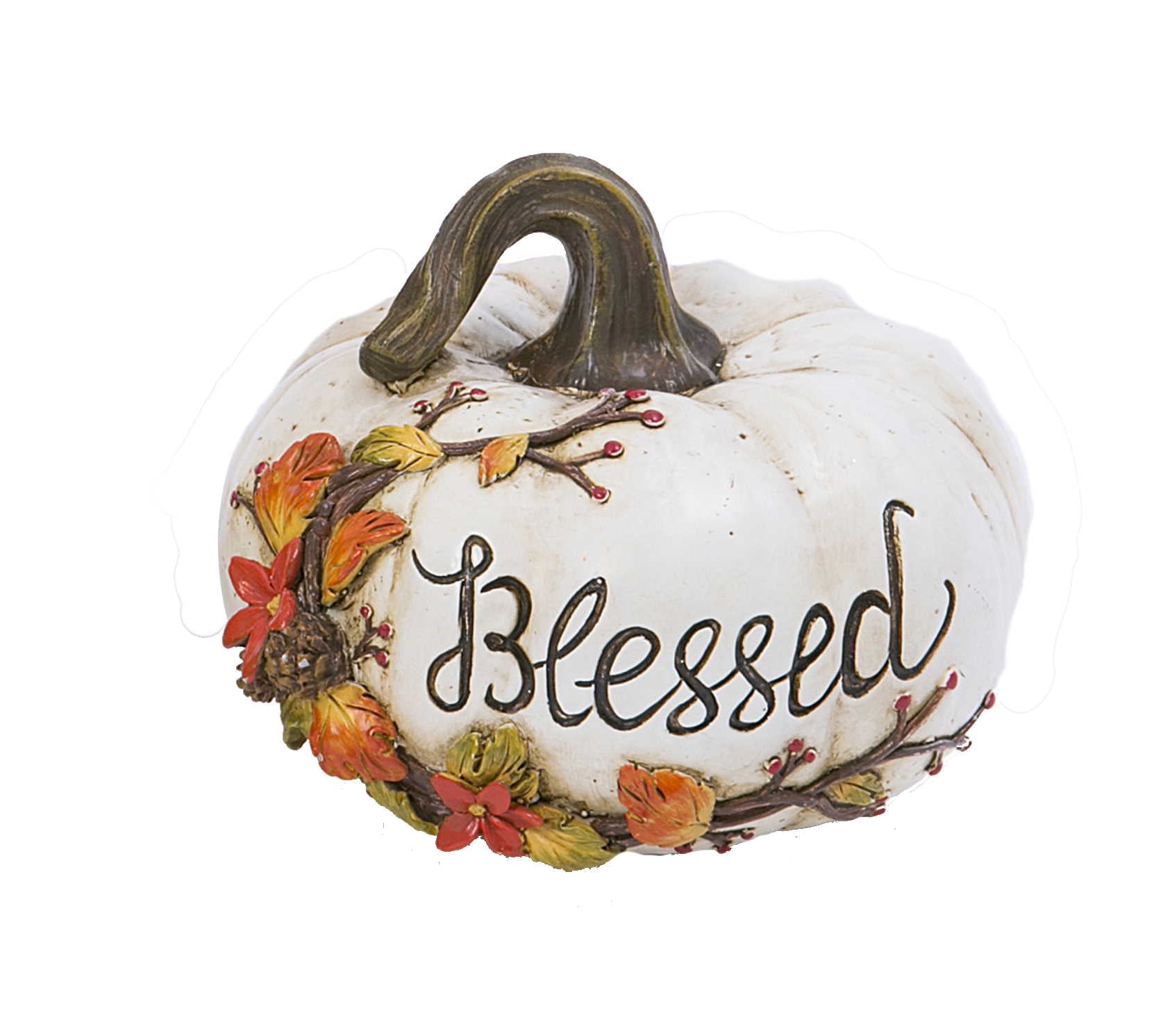 Resin Pumpkin Decor - 5 Inch - Blessed