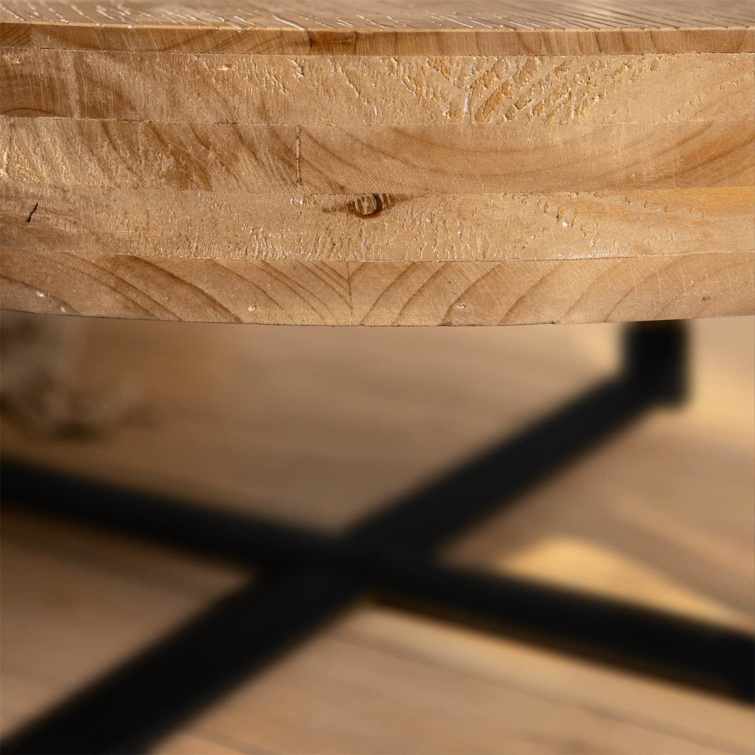 Retro Round Coffee Table With Metal Frame And MDF Top