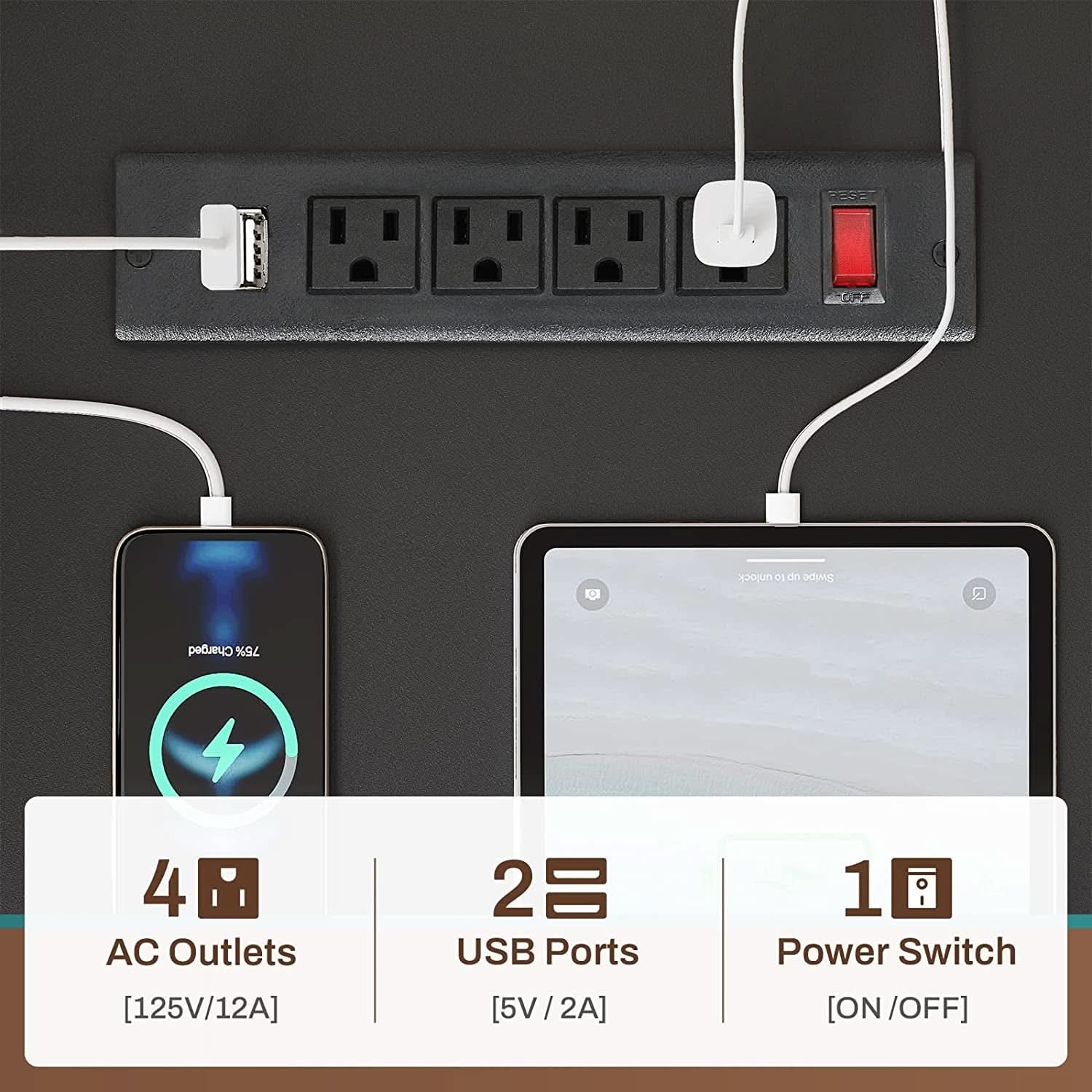Reversible L Shaped Gaming Desk With Power Outlet
