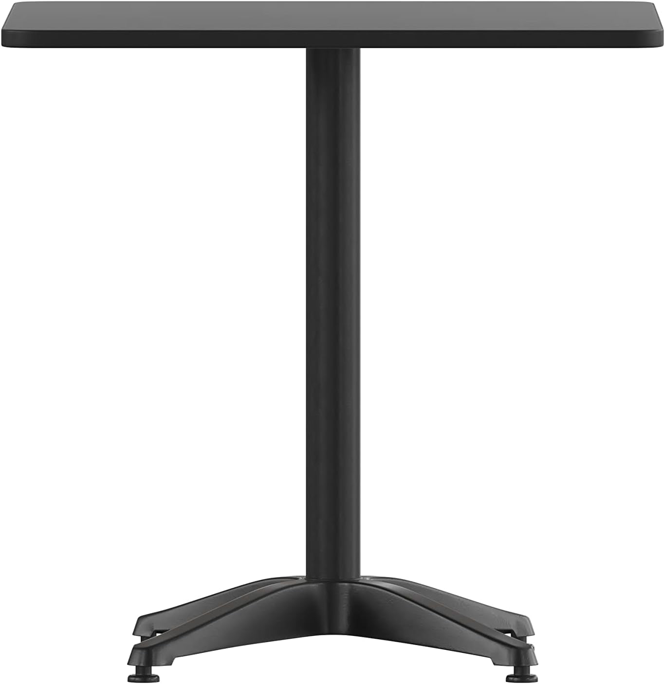 Rhea 27.5 Inch Square Glass Metal Table And 4 Slat Back Chairs Black Patio Set