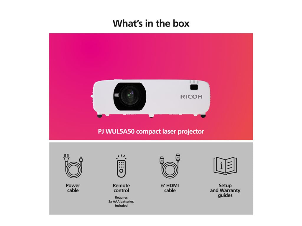 Ricoh PJ WUL5A50 - 3LCD projector - portable - 5200 lumens - WUXGA (1920 x 1200)