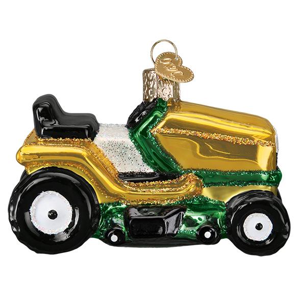 Riding Lawn Mower Glass Ornament