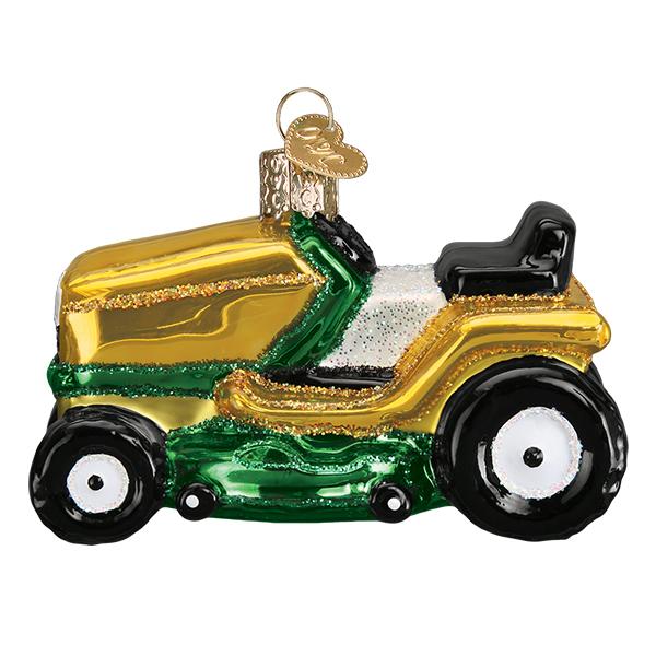 Riding Lawn Mower Glass Ornament