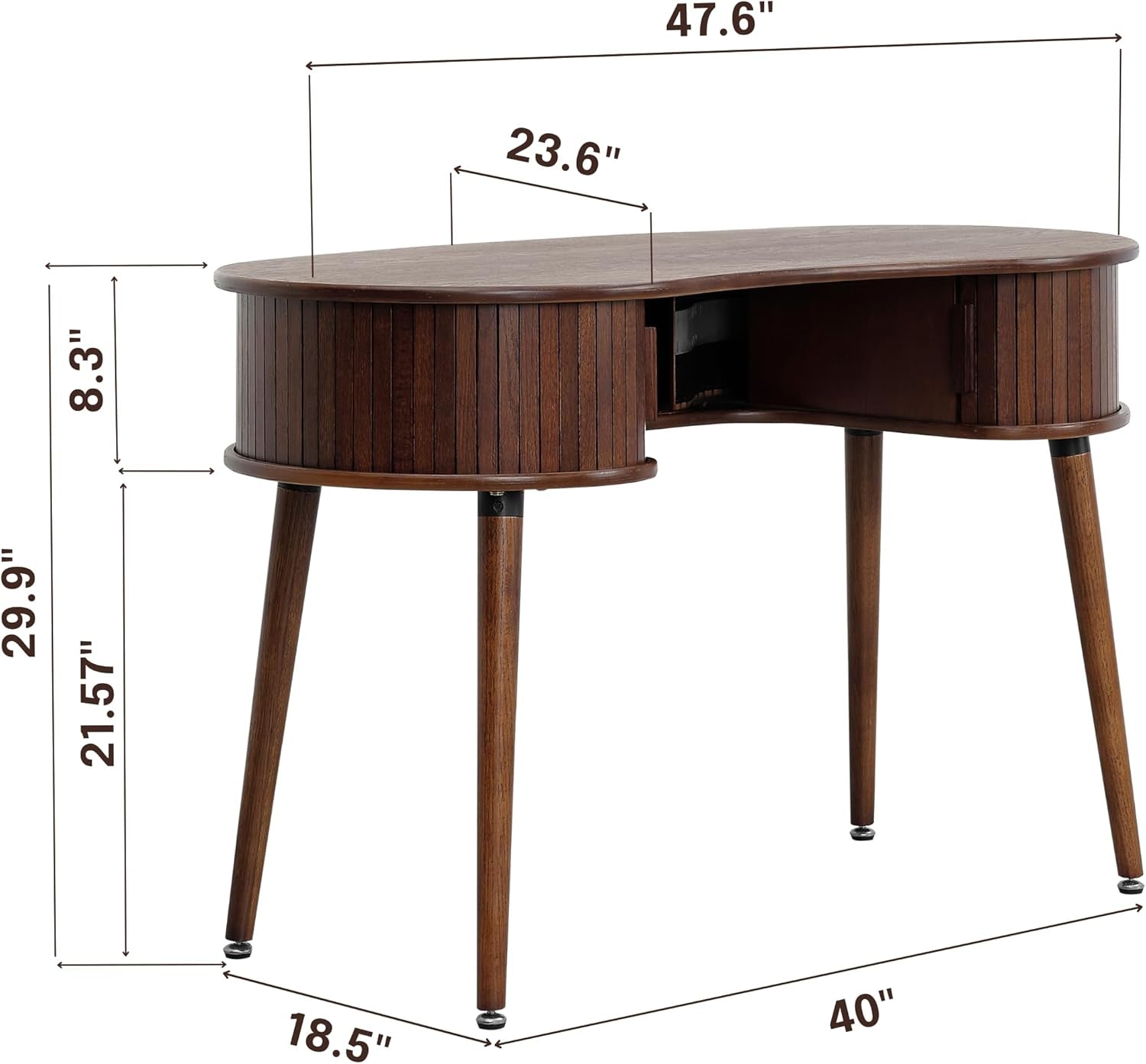 Ripple Desk Dark Walnut Vertical Groove Concealed Drawers