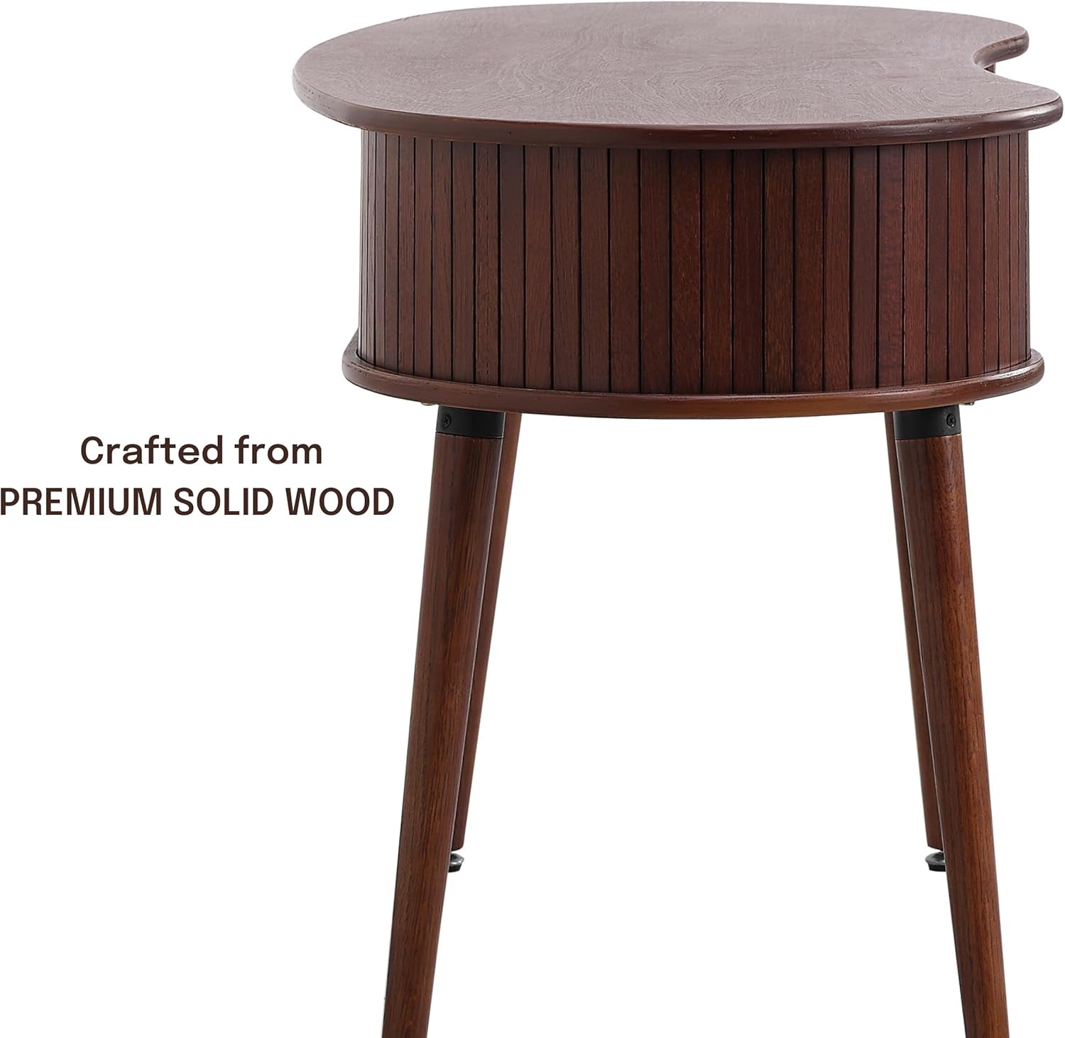 Ripple Desk Dark Walnut Vertical Groove Concealed Drawers