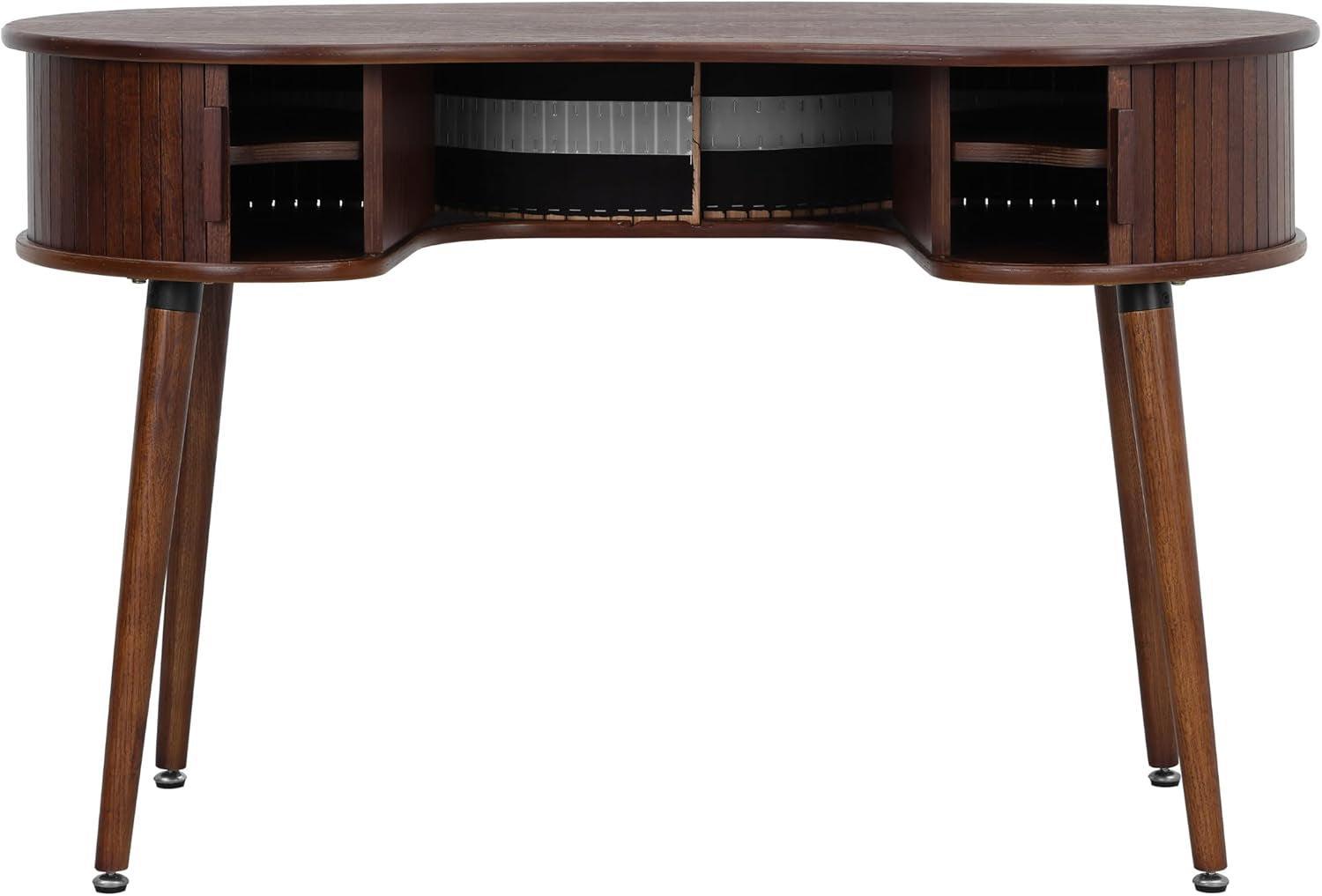 Ripple Desk Dark Walnut Vertical Groove Concealed Drawers
