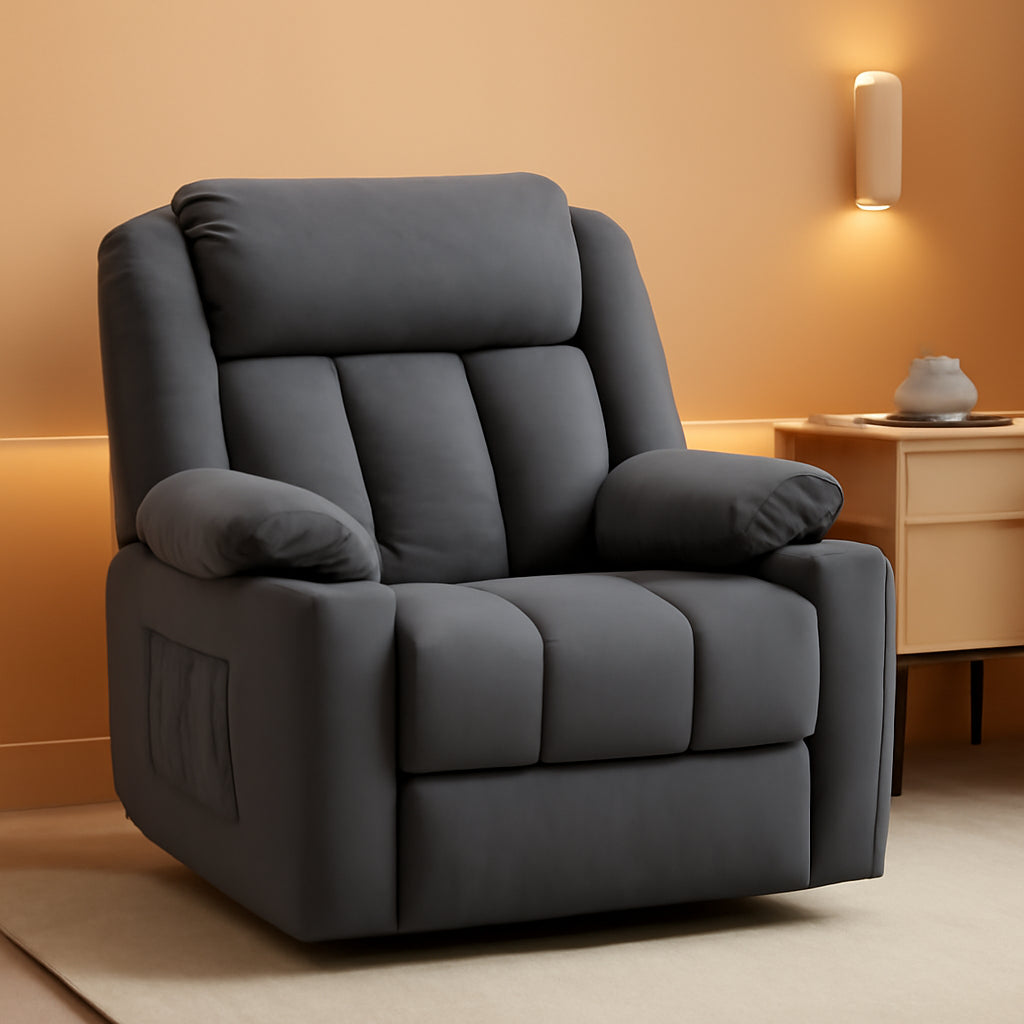 Rocker Swivel Recliner Chair Massage And Heat Tech Grey
