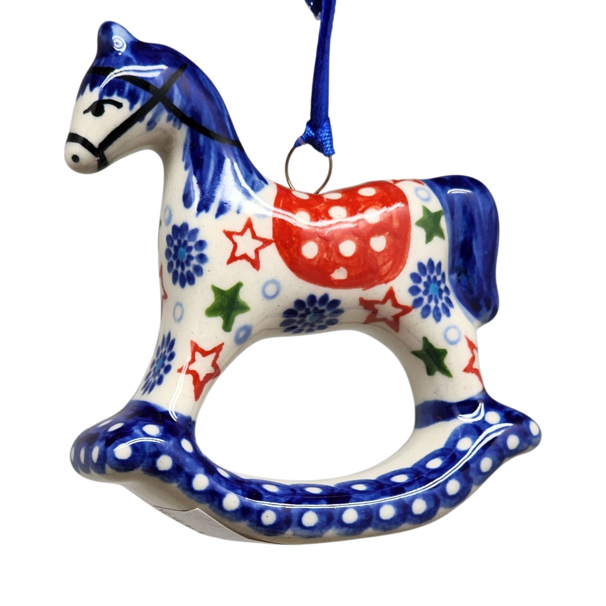 Rocking Horse Ornament - Festive Stars Pattern