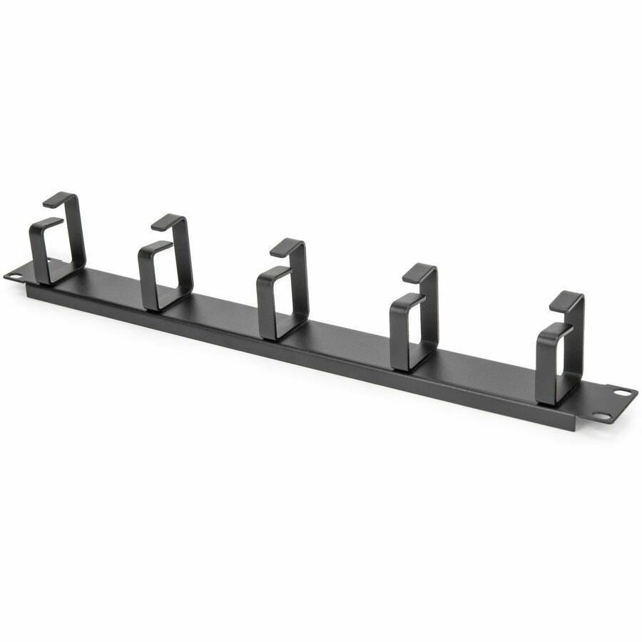 Rocstor 1U 19in Metal Rackmount Cable Management Panel - Cable Management Panel - Black -
