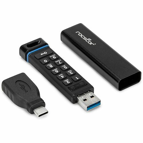 Rocstor DataSecure FX5 64GB Encrypted USB Drive with FIPS Security for Professionals
