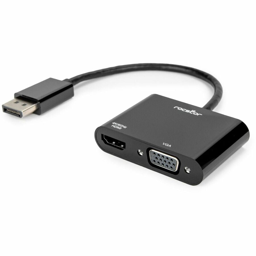Rocstor DisplayPort To HDMI VGA Adapter - 4K 60Hz - 1 Pack - 1 x 20-pin DisplayPort 1.2