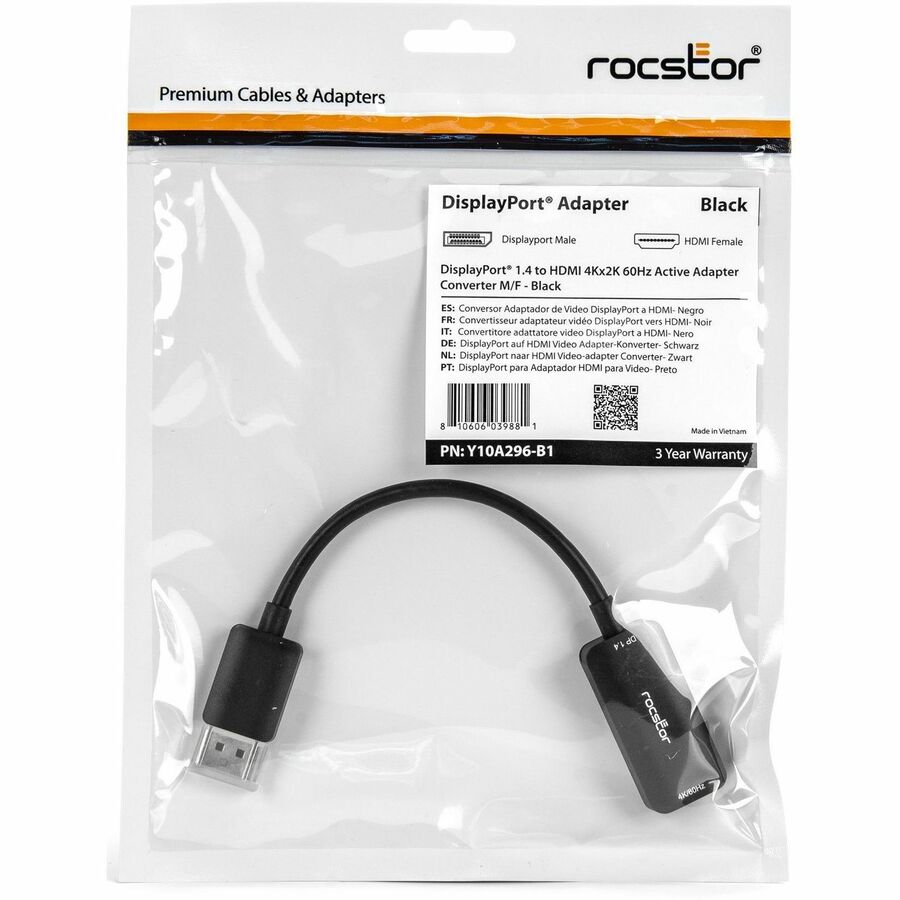 Rocstor DisplayPort to HDMI Adapter - 4K DP to HDMI Converter - UHD 4K 60Hz - 1 Pack - 1
