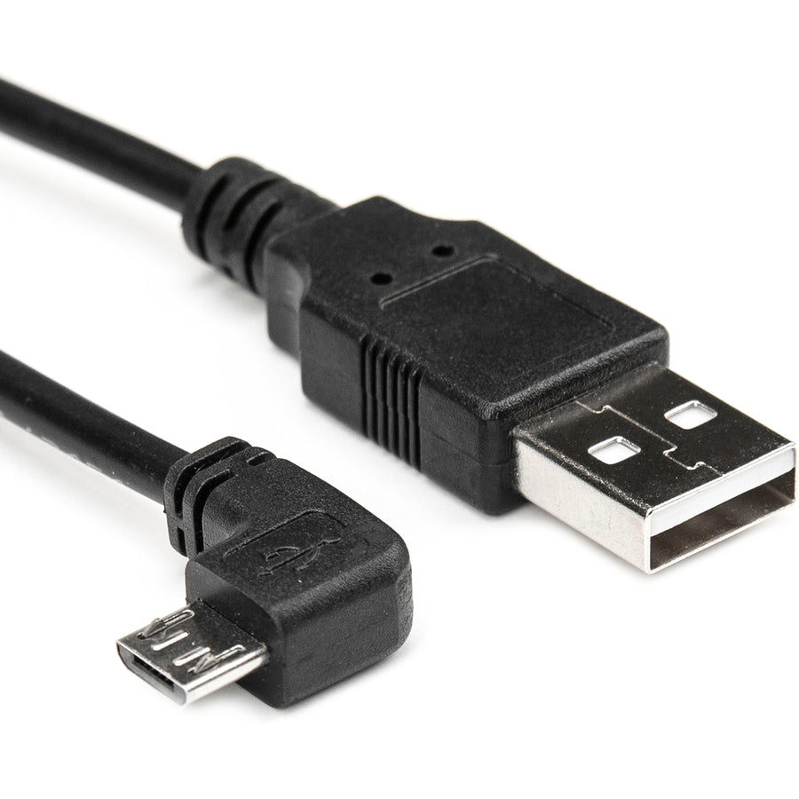 Rocstor Premium 1 Ft Micro Usb Cable - A To Right Angled Micro B - Usb Type A Male - Micro Usb Type B Male - 1Ft - Black Usb Cable