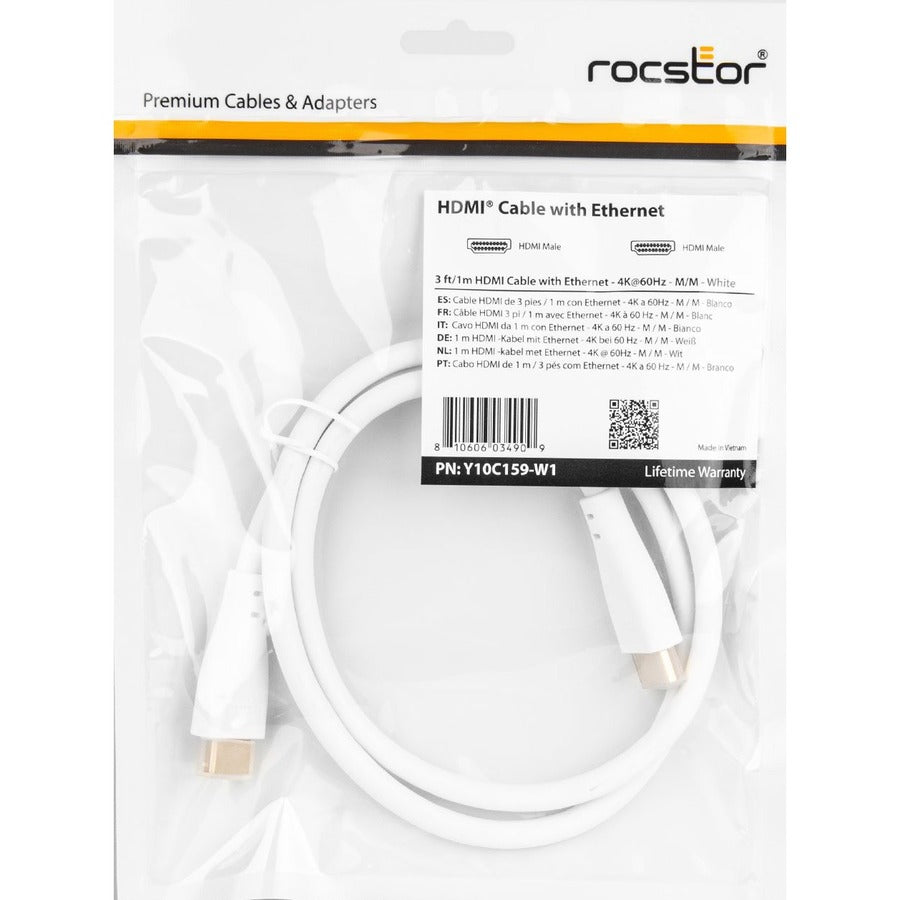 Rocstor Premium HDMI Cable with Ethernet - 4K/60Hz Y10C159-W1