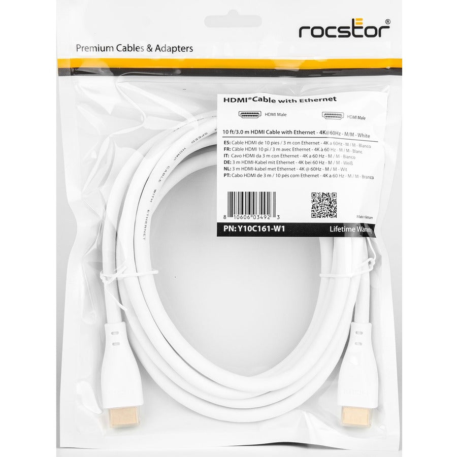 Rocstor Premium HDMI Cable with Ethernet - 4K/60Hz Y10C161-W1