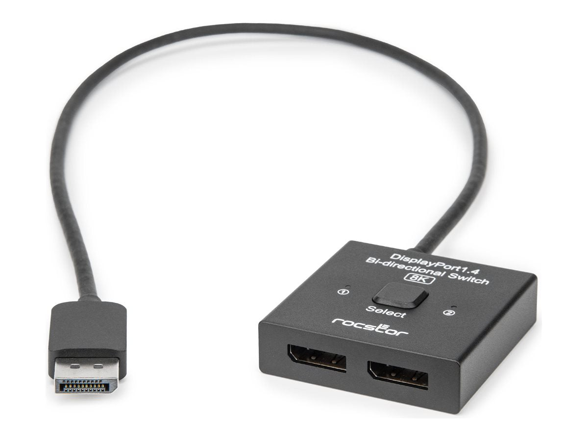 Rocstor Premium - Video/audio splitter - 2x1, 8K/4K, DisplayPort 1.4, bi-directional, KVM switch, fixed, 1.6ft DisplayPort cable Y10A336-B1