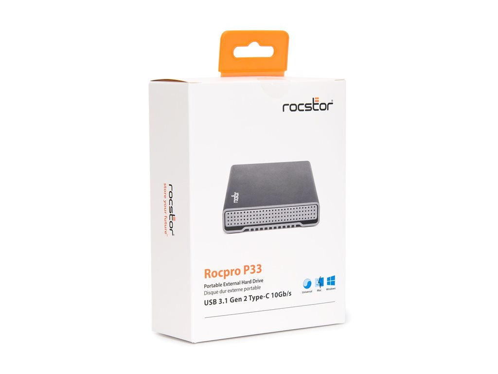 Rocstor RocPro P33 - SSD - 8 TB - external (portable) - 2.5 - USB 3.1 Gen 2 (USB-C connector) - buffer: 128 MB - silver" GP3616-01