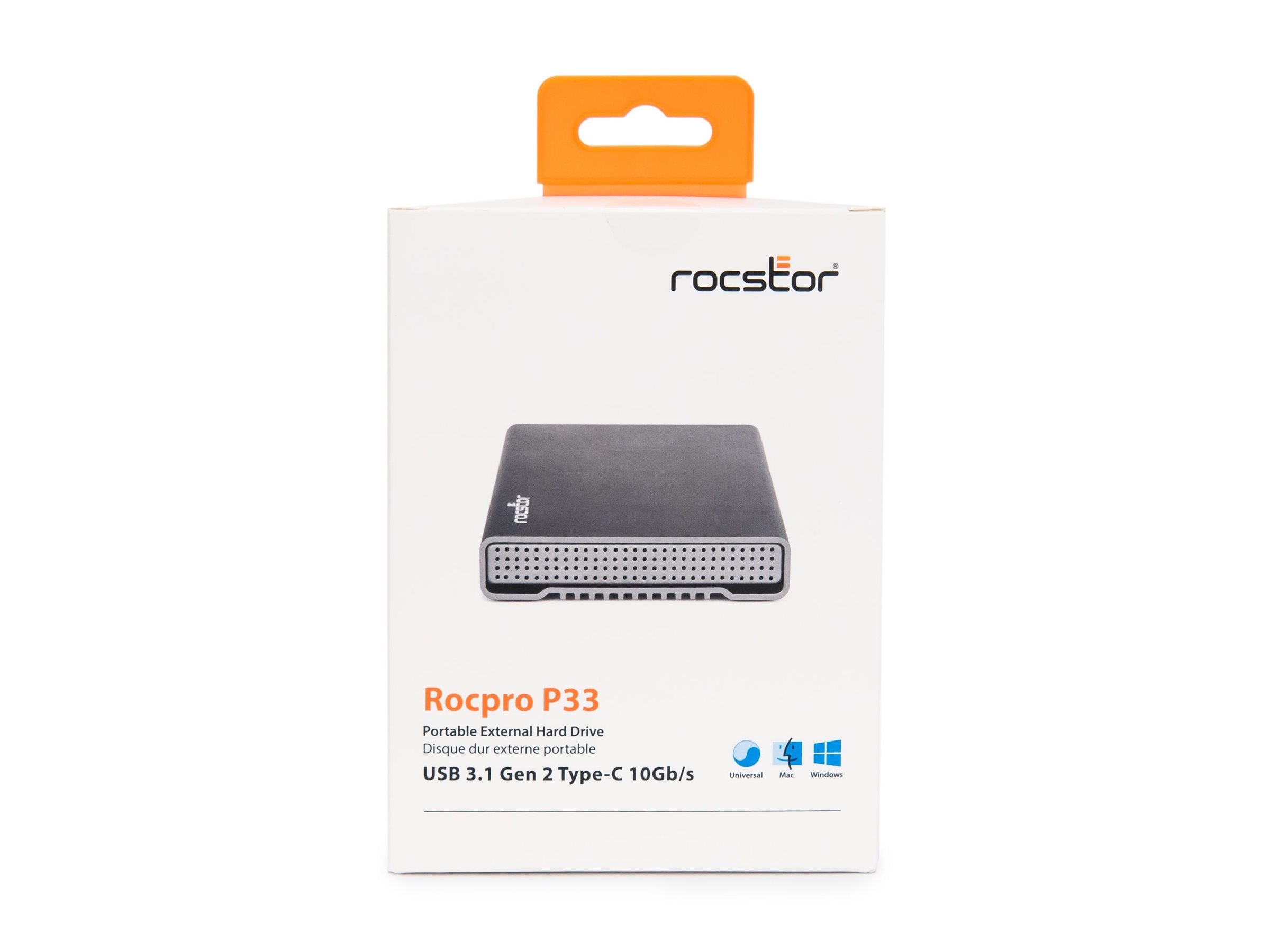 Rocstor RocPro P33 - SSD - 8 TB - external (portable) - 2.5 - USB 3.1 Gen 2 (USB-C connector) - buffer: 128 MB - silver" GP3616-01