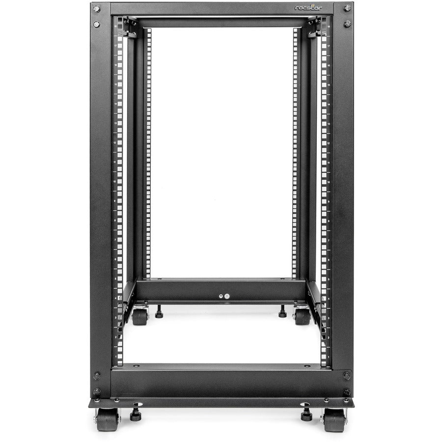 Rocstor SolidRack 18U Adjustable Depth Open Frame 4 Post Rack w/ Casters - Adjustable
