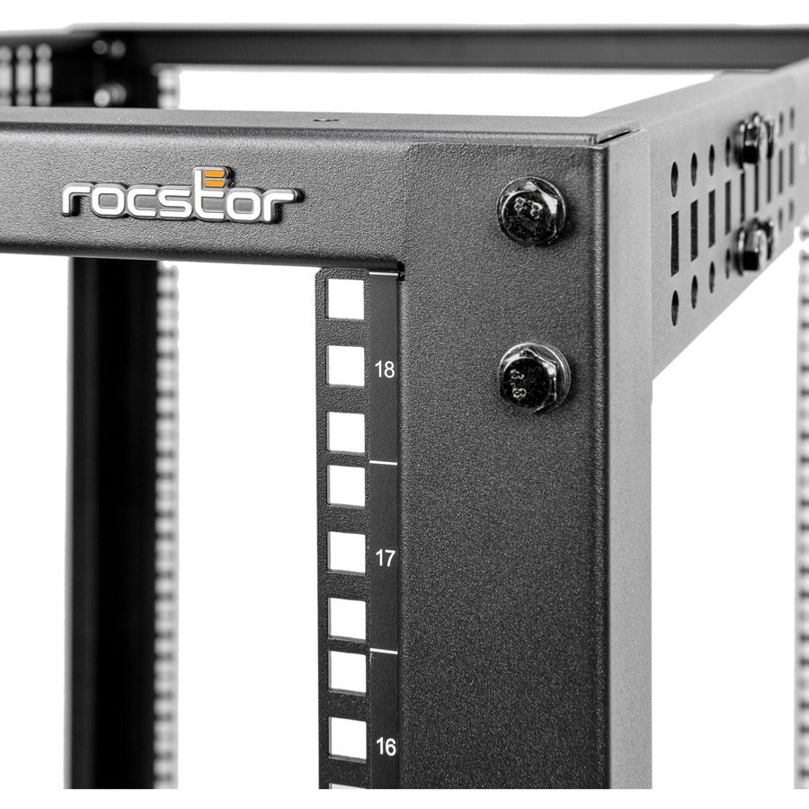 Rocstor SolidRack 18U Adjustable Depth Open Frame 4 Post Rack w/ Casters - Adjustable