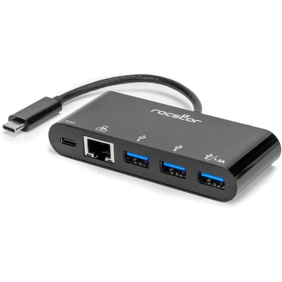 Rocstor Usb-C To 3-Port Usb-A, Usb-C & Rj45 Multiport Adapter - Usb 3.0 Hub