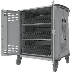 Rocstor Volt&Reg; C42 Charging Cart With Intelligent Power Charging - Up To 42 Device Intelligent Power Charging Cart For Notebooks, Chromebook&Reg;, Macbook&Reg;, And Macbook&Reg; Pro- 3 Slide-Out Shelves - Push Handle - 4 Heavy Duty 5" Casters - Steel C