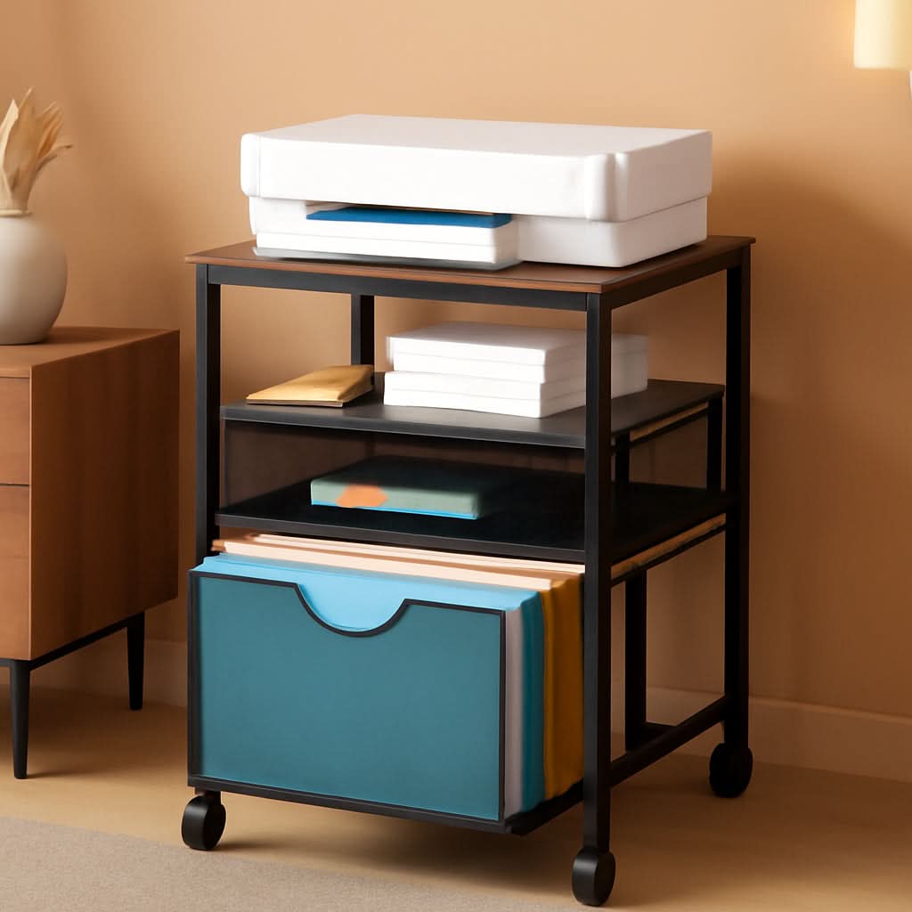 Rolling File Cart With Sliding Drawer For A4 Files