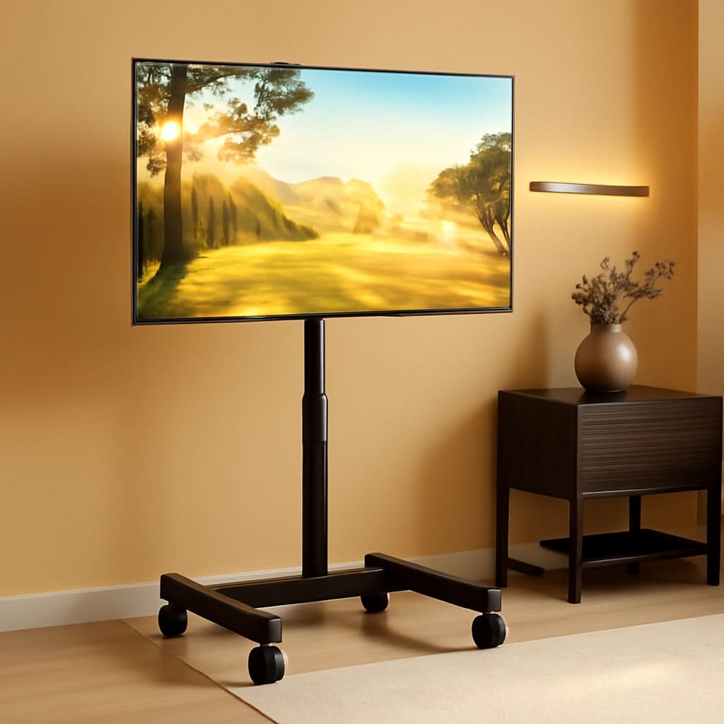 Rolling TV Stand For 13 To 50 Inch TVs With Height Adjustable Wheels