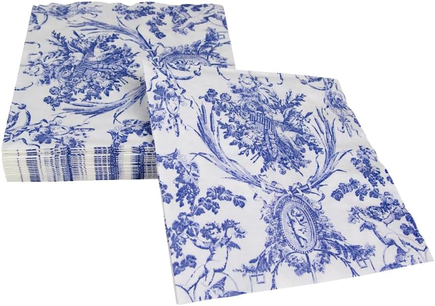 Romantic Toile Blue Cocktail Napkins - 20 Per Package
