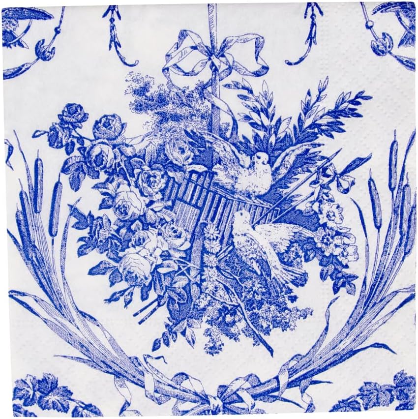 Romantic Toile Blue Cocktail Napkins - 20 Per Package