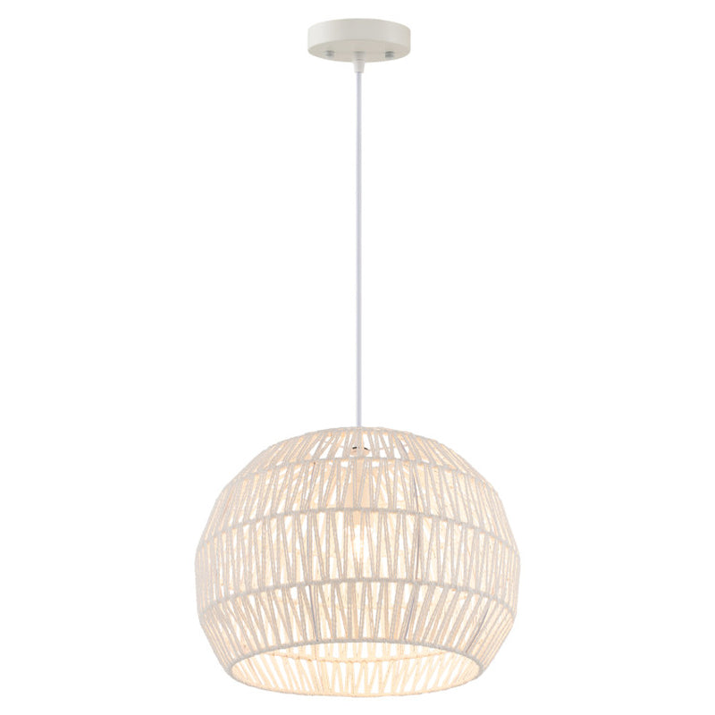 Round Farmhouse Rattan Pendant Light With Adjustable Rope
