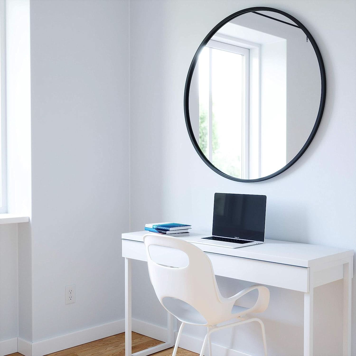 Round Rubber Wall Mirror 37 Inch Diameter With Protective Rubber Frame