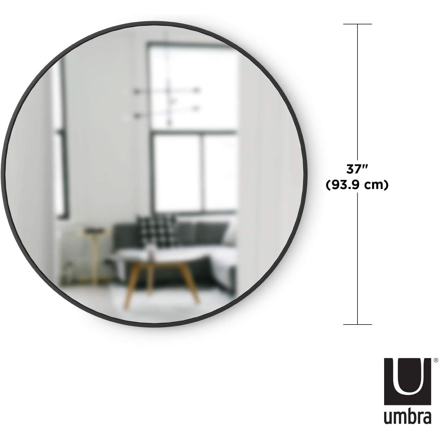 Round Rubber Wall Mirror 37 Inch Diameter With Protective Rubber Frame